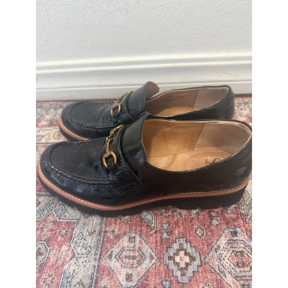 Sofft Black Patent Leather Loafers Horsebit Buckle Platform‎ Women's Size 9M - Picture 3 of 7